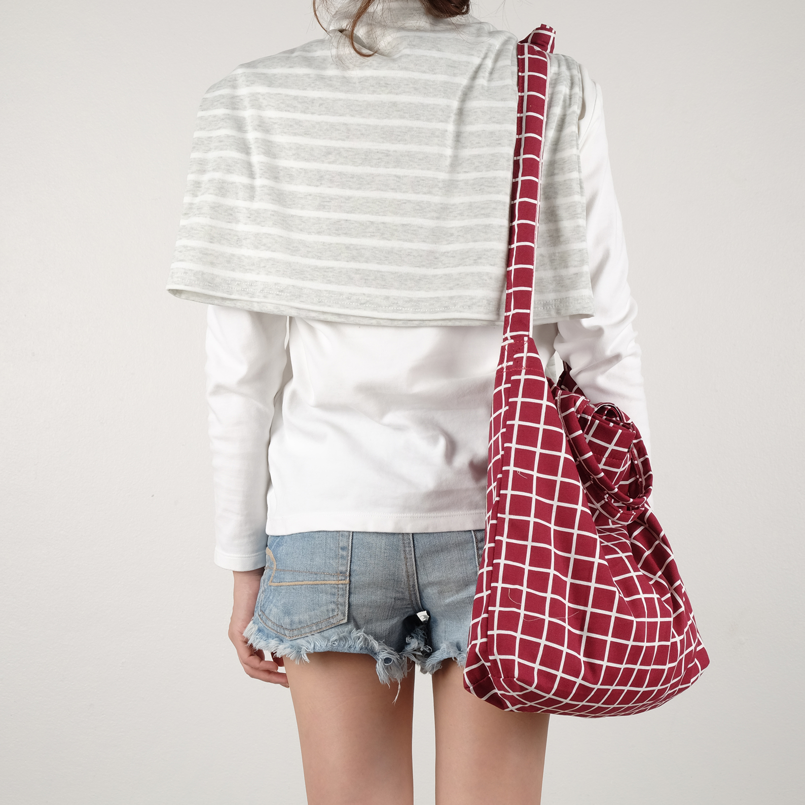Red Canvas Tote Bag (Checkered) - Messenger Bags & Sling Bags - Cotton & Hemp Red